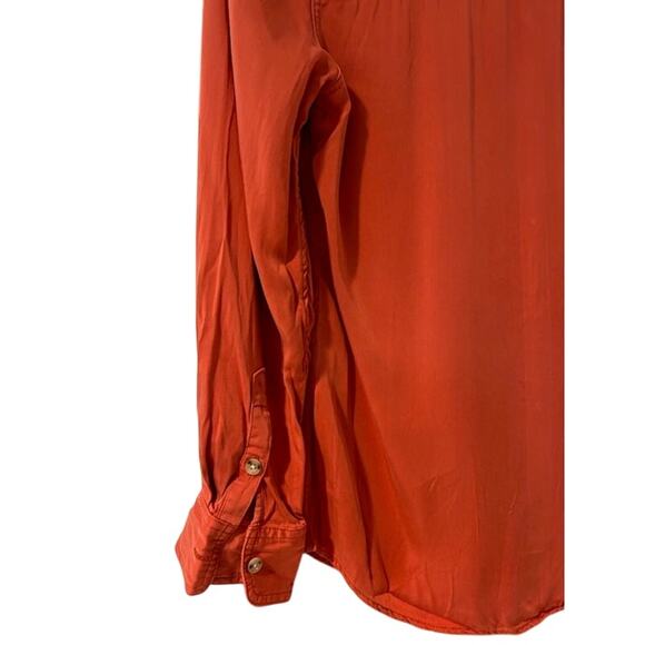CHICO'S Rust Coral 100% Modal SOFT Classic Button Long Sleeve Blouse Size 0 4/6 - Picture 9 of 9